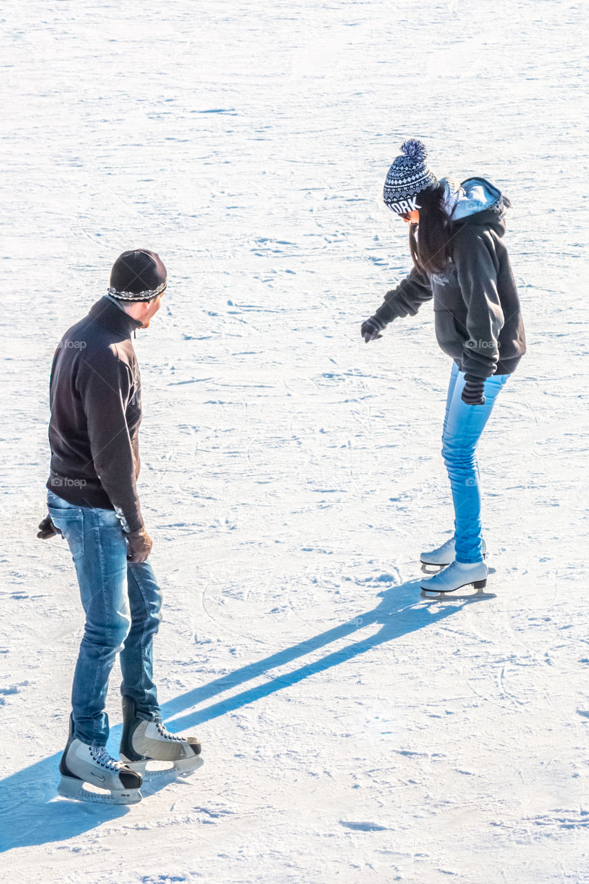 Ice Skating Winter Couple Having Fun
