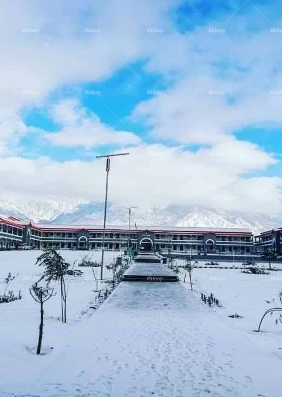 snowfall and sky blue