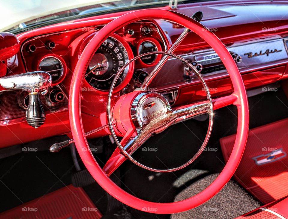 red steering wheel dashboard