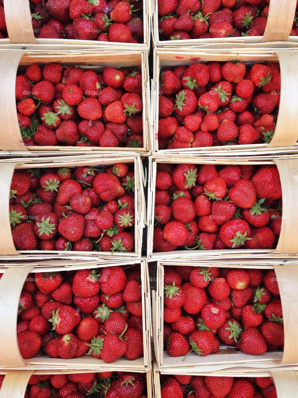 High angle view of strawberries