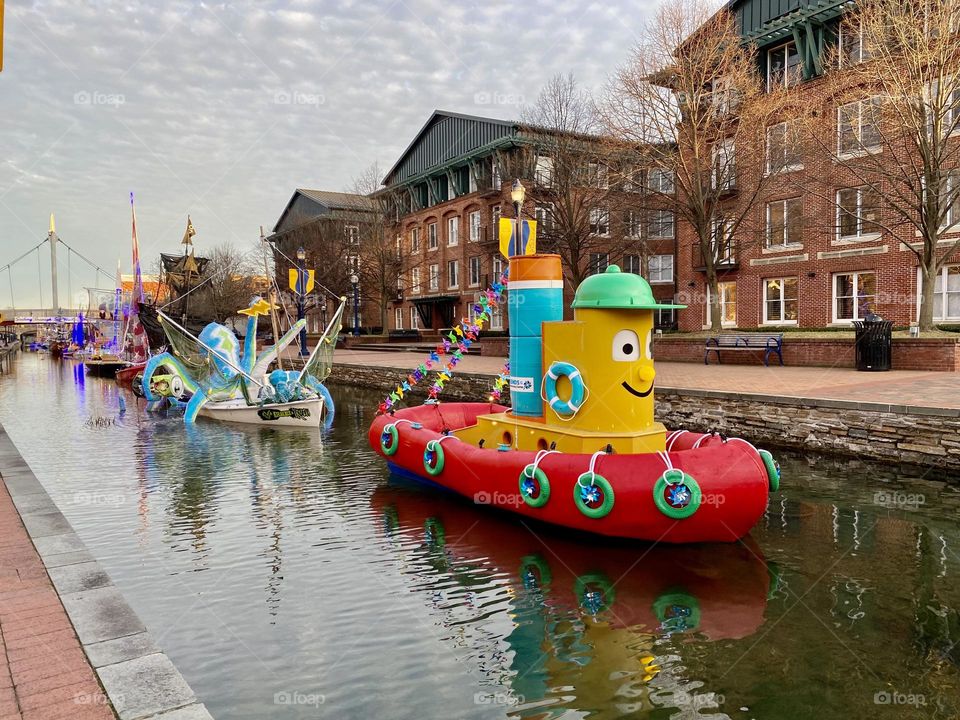 Annual boat display on the canal in downtown Frederick Maryland