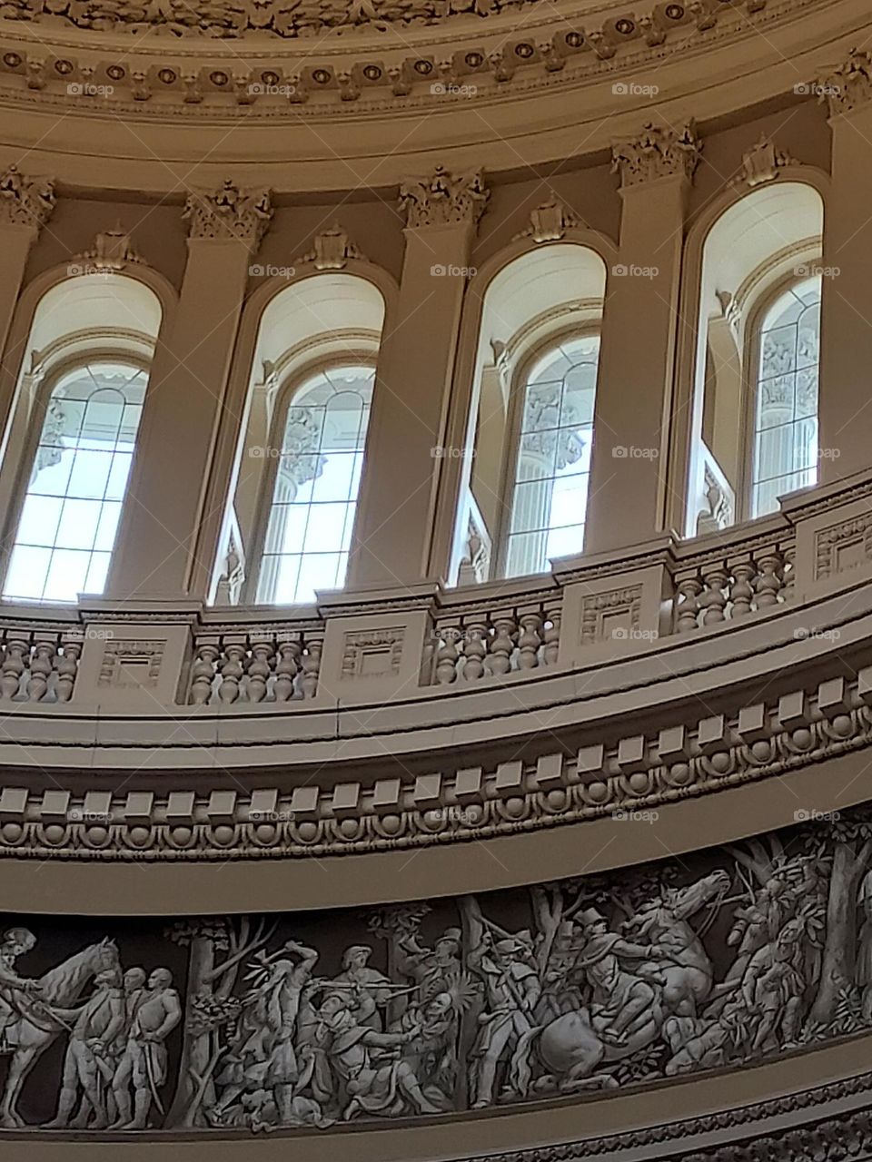 Rotunda of Capitol Building Windows and Frieze