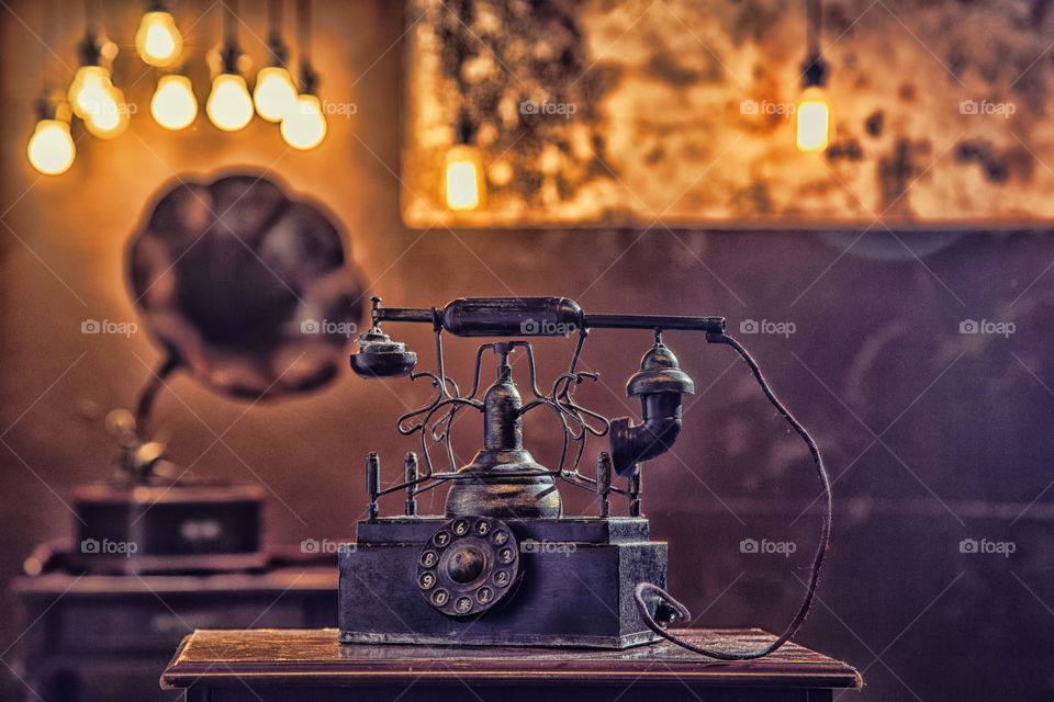 Close-up of vintage telephone