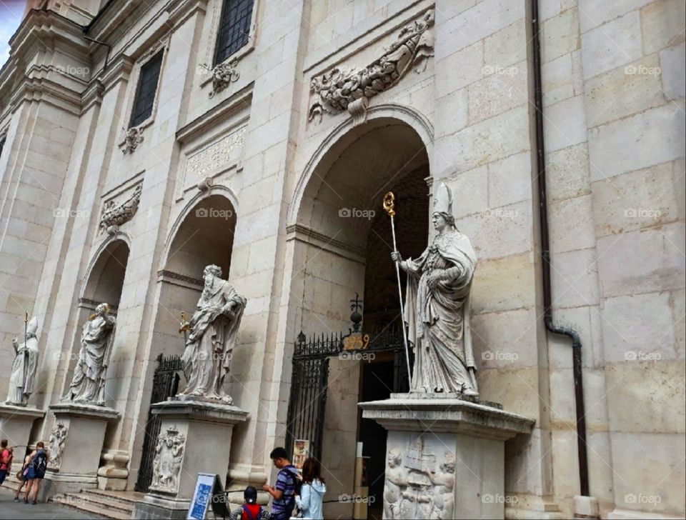 Statues guarding the castle