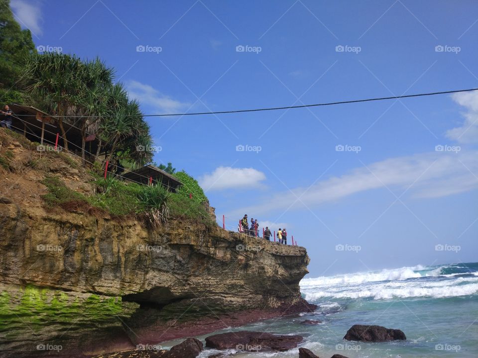 beautiful beach klayar Indonesia rock