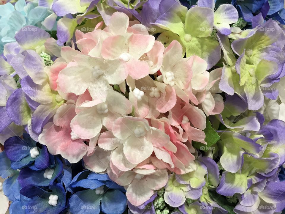 Elevated view of artificial flowers