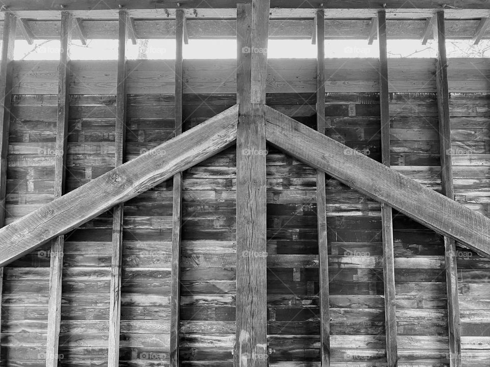 The side of a covered bridge
