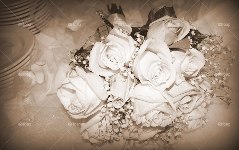 vintage wedding bouquet of flowers