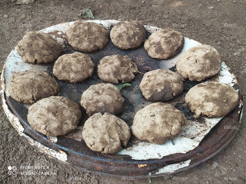 Gauri/cow dung cakes used in hawan pooja