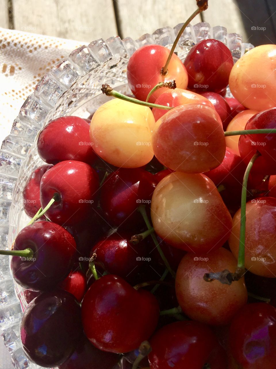 Crystal bowl of cherries 