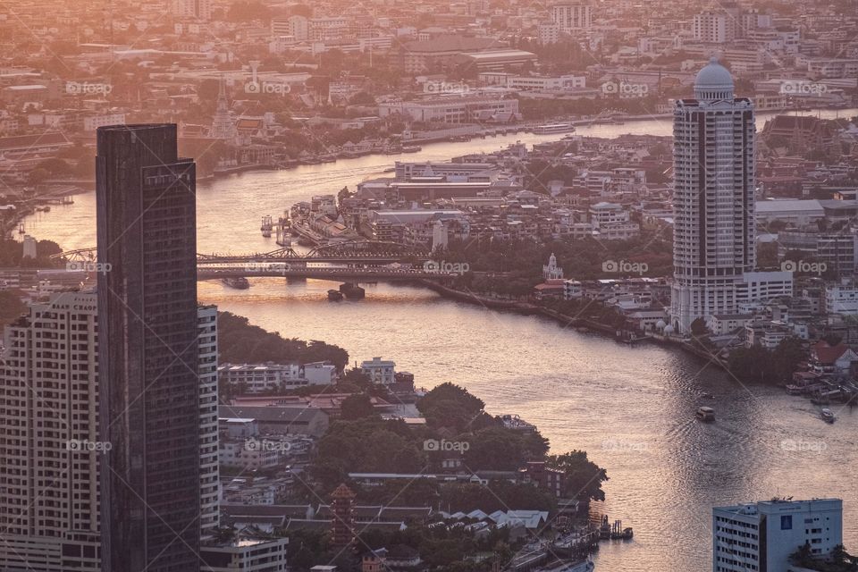 Twilight time over the capital city , Bangkok Thailand