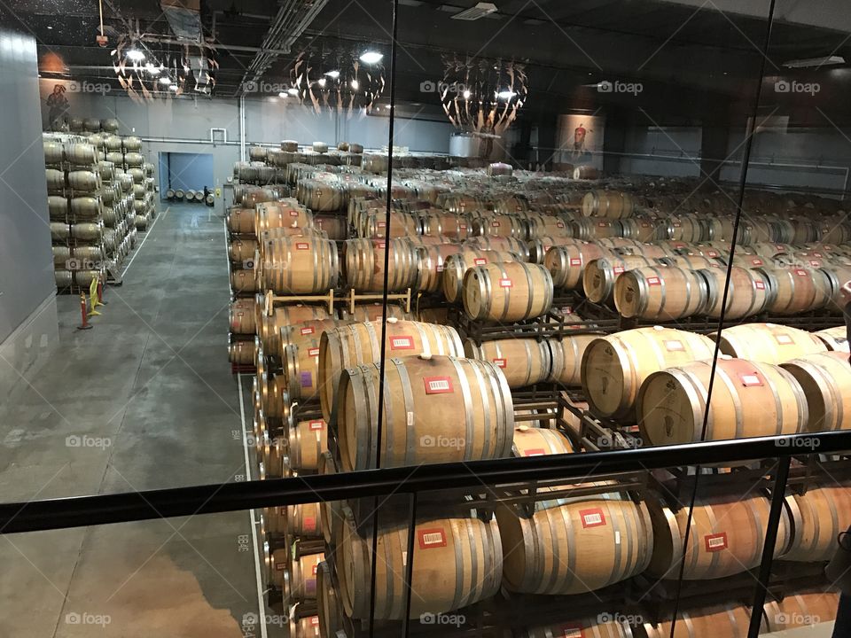Wine barrels aging 