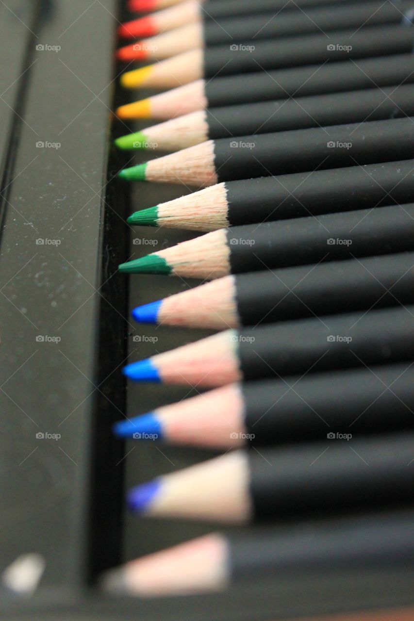 Row of colored pencils