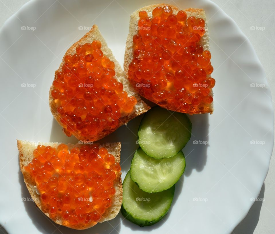 sandwiches with red caviar