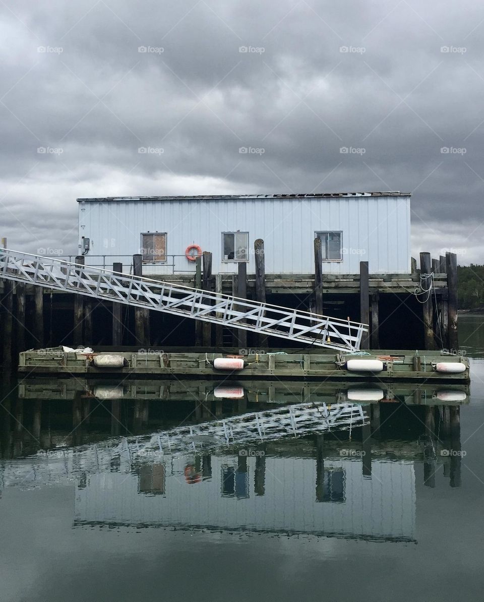 Reflection of a floating dock.