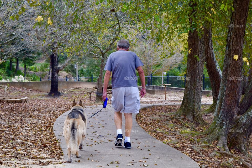 Walking the dog in the park 