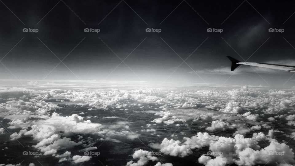Monochrome, No Person, Sky, Airplane, Landscape