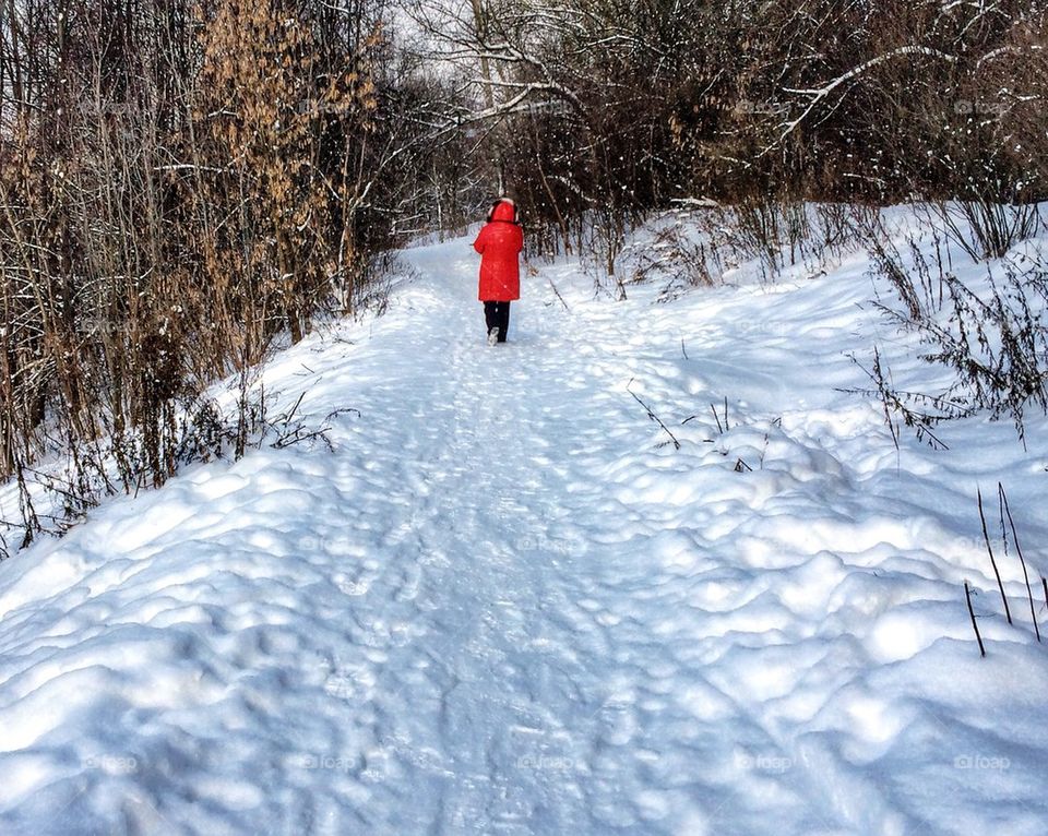 Red on white. 