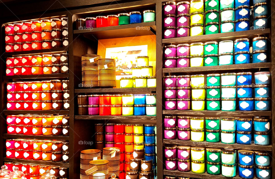 Rainbow of colorful candles