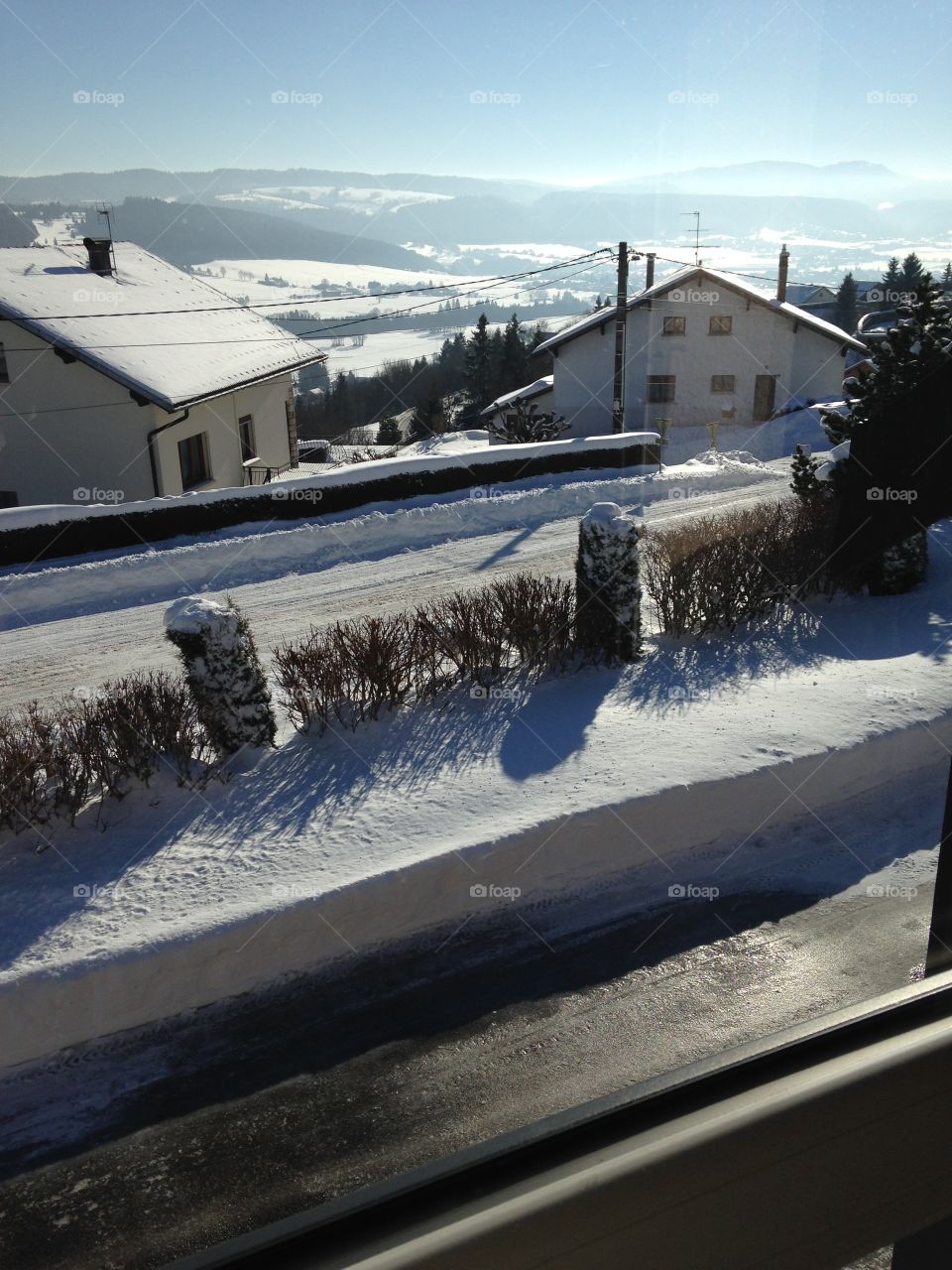 Snowy landscape of the upper French Doubs