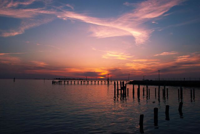 sunset in sea
