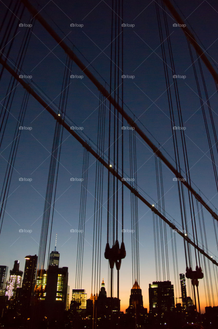 Manhattan bridge at Sunset