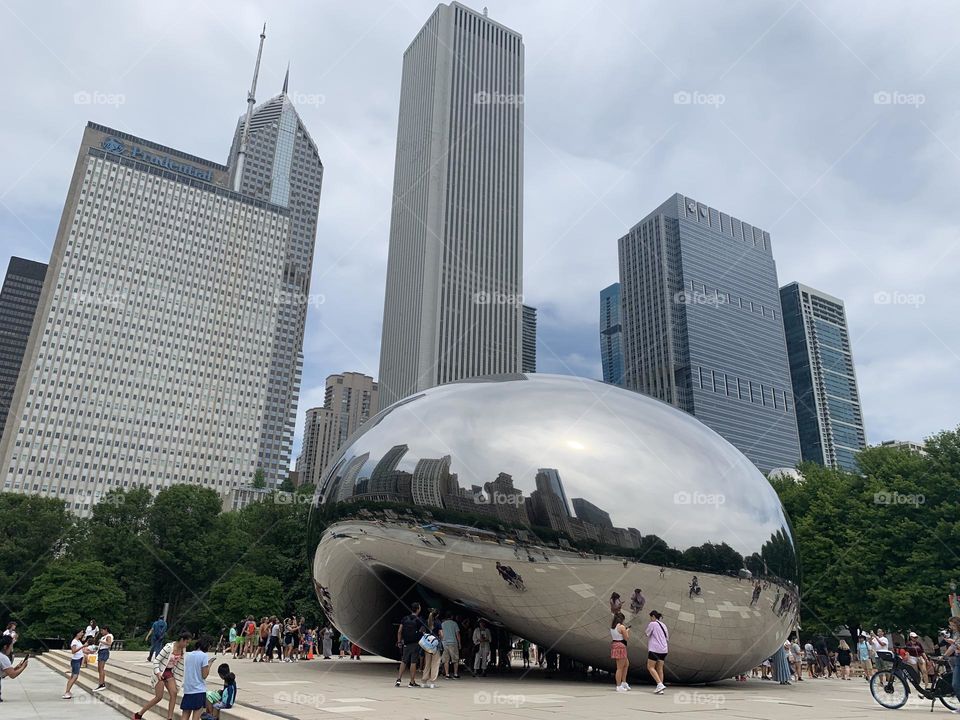 Chicago iconic millennial park on a sunny day