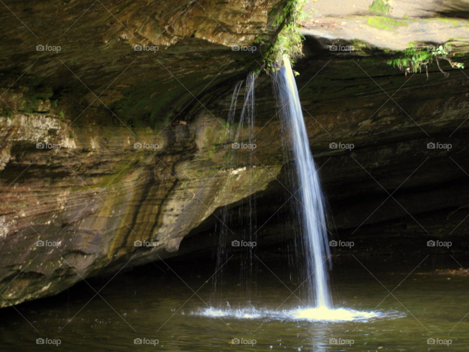 This is a closeup of Cedar Falls waterfall in Hocking Hills State Park Ohio