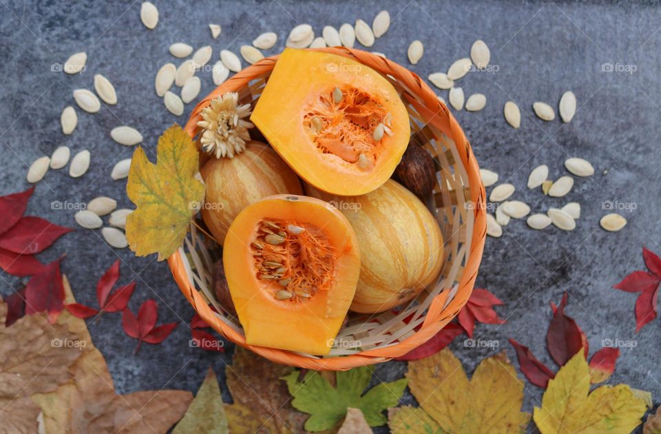 Pumpkins in the basket