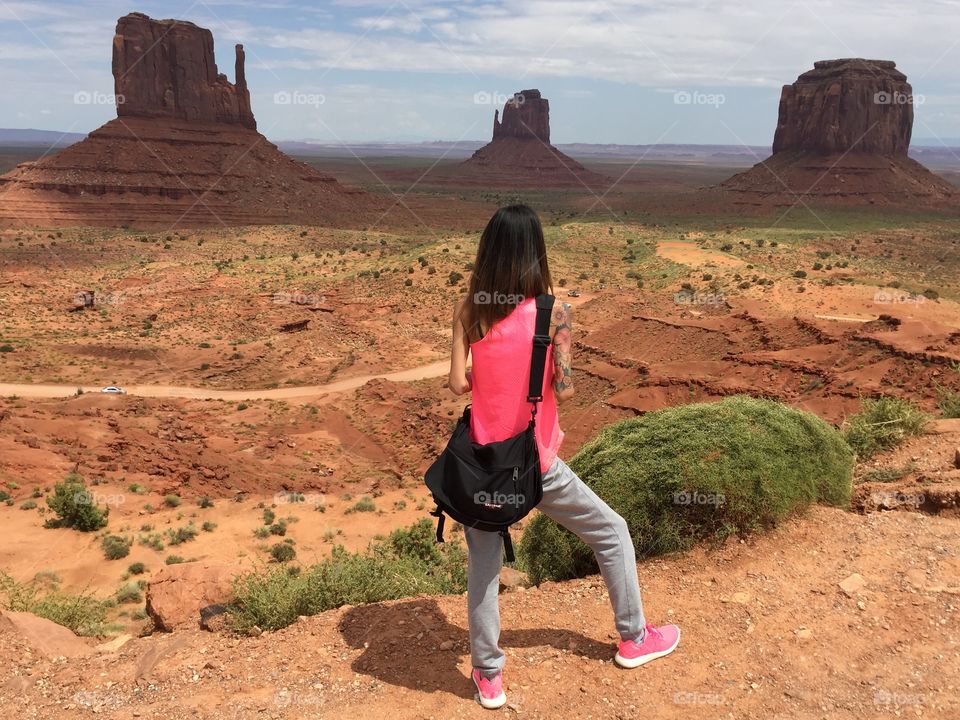 At Monument valley . At Monument valley my wife is Looking the beautiful landscape 