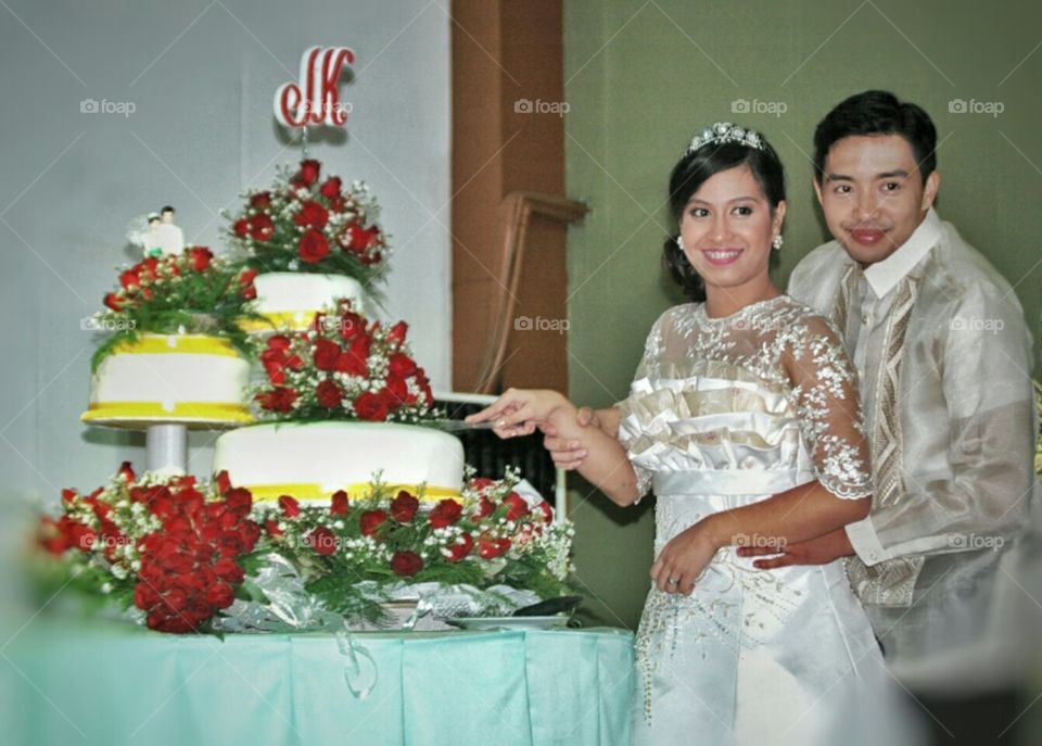 Wedding cake,  bride and groom