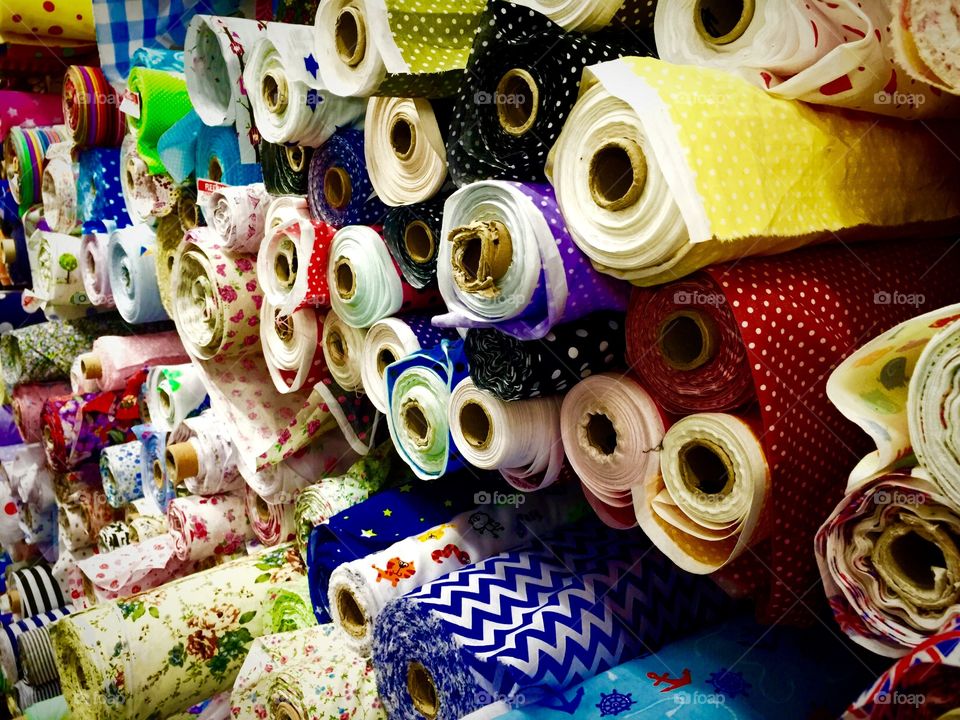 Rolls of fabric to choose from 