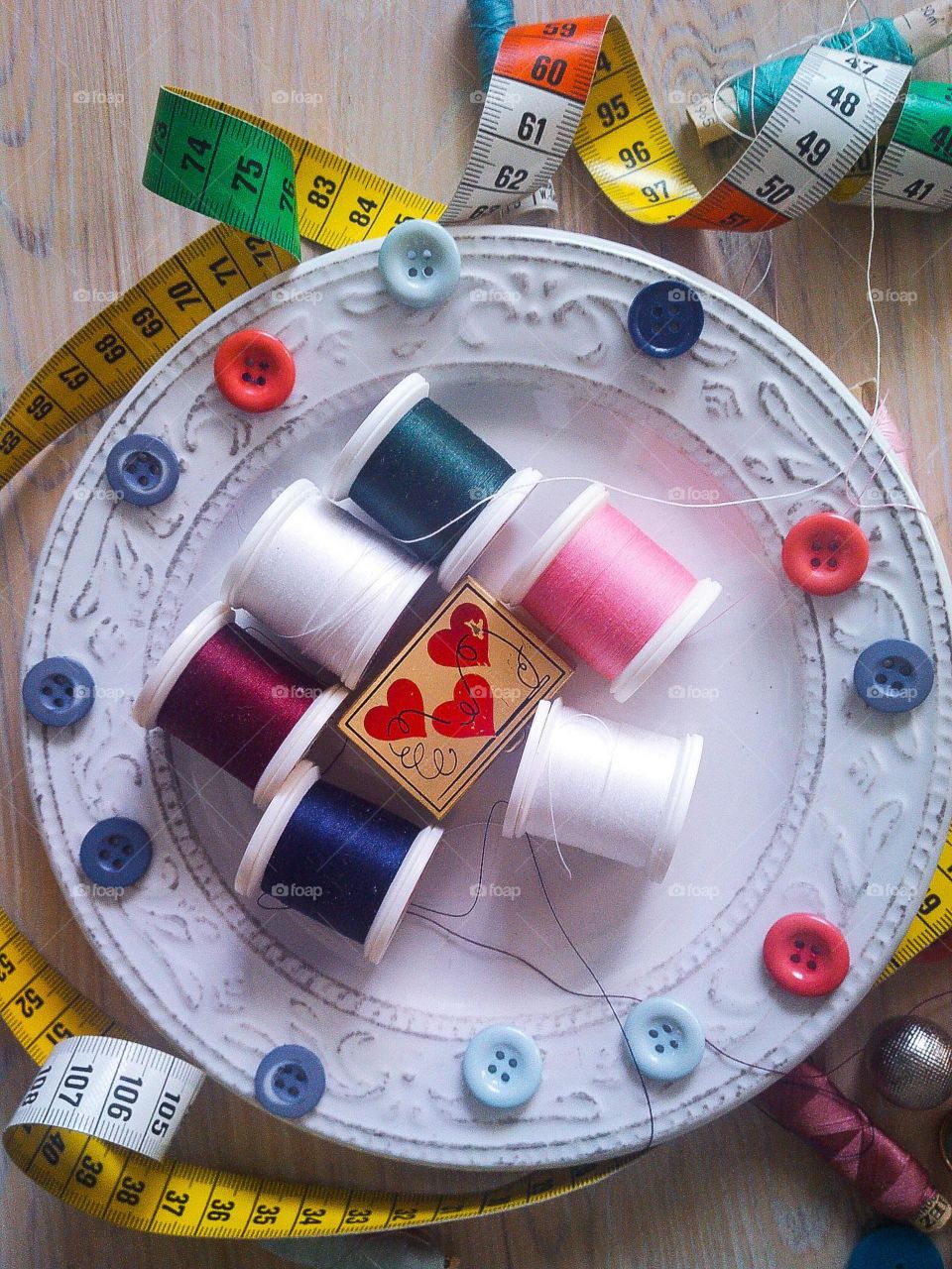 sewing kit buttons tape measure