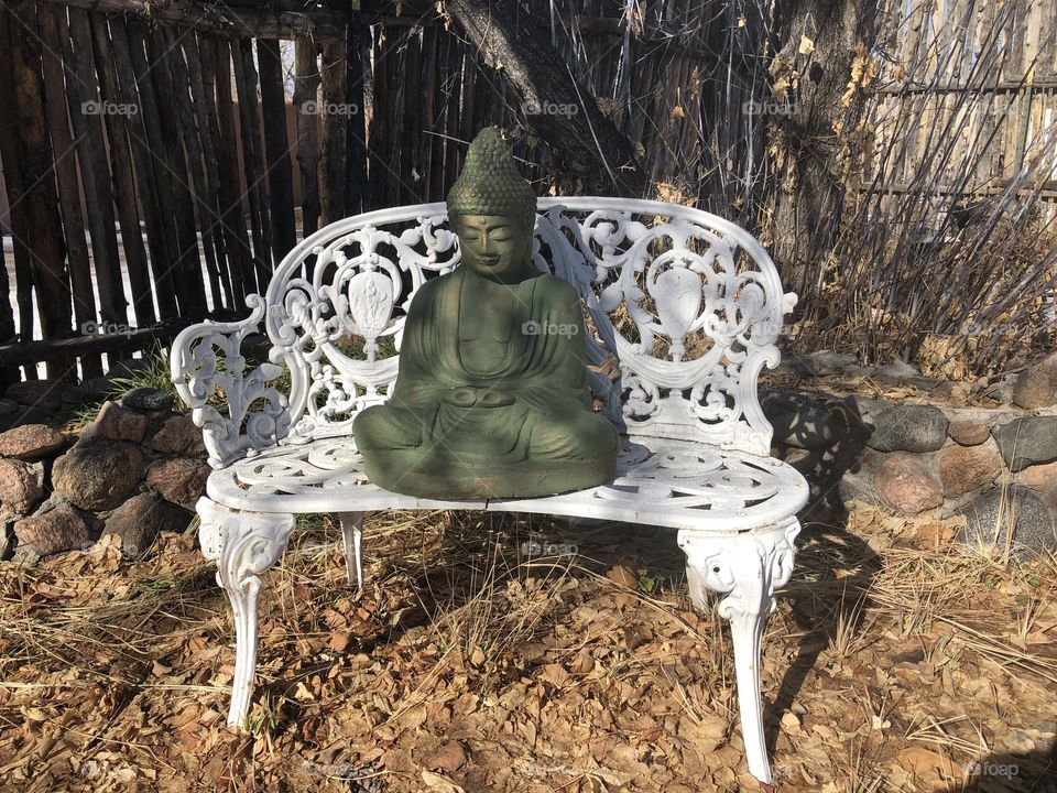 Buddha on Garden Seat