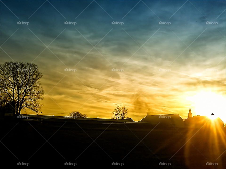 sunset against a beautiful sky