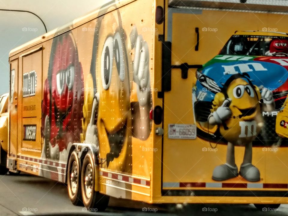 M&Ms truck on road