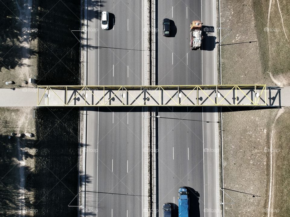 The symmetry of the road. The photo was taken with the drone.