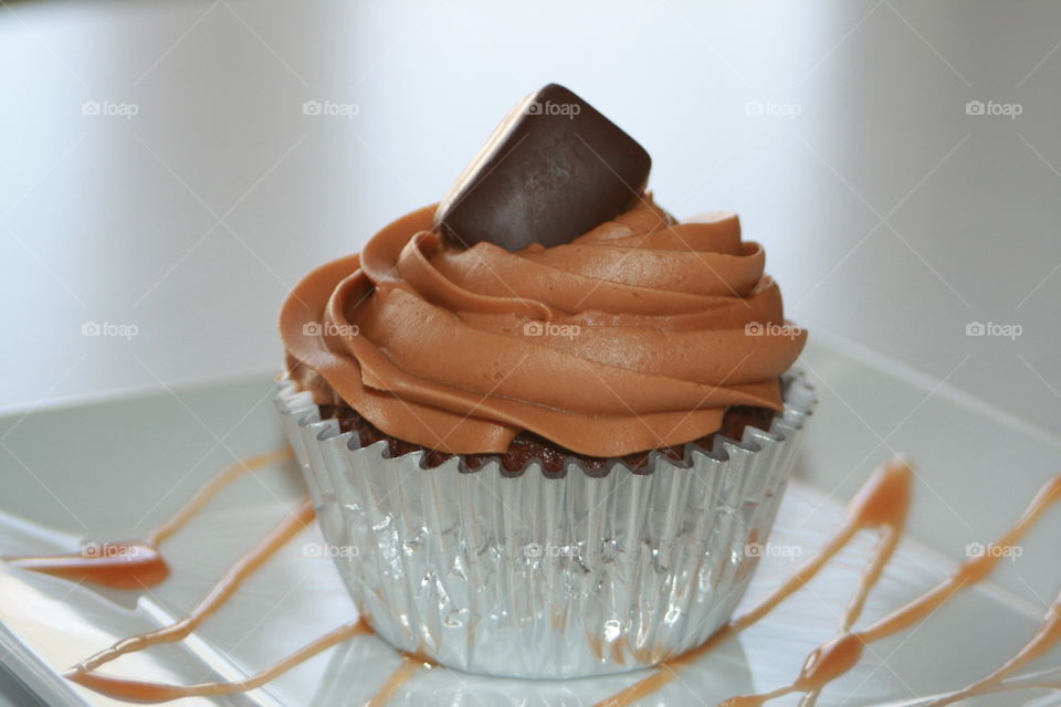 Chocolate cupcake with caramel frosting 