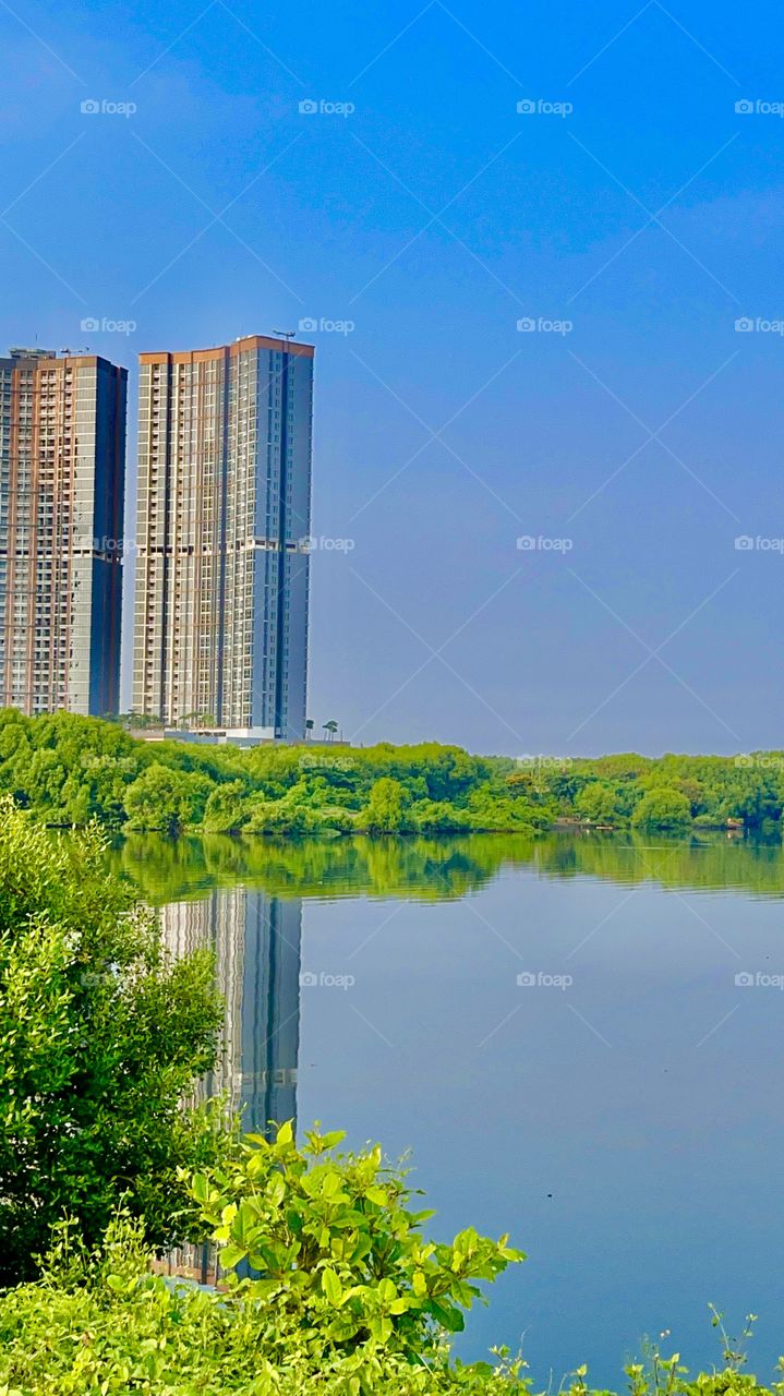 Great building reflections at lakeside