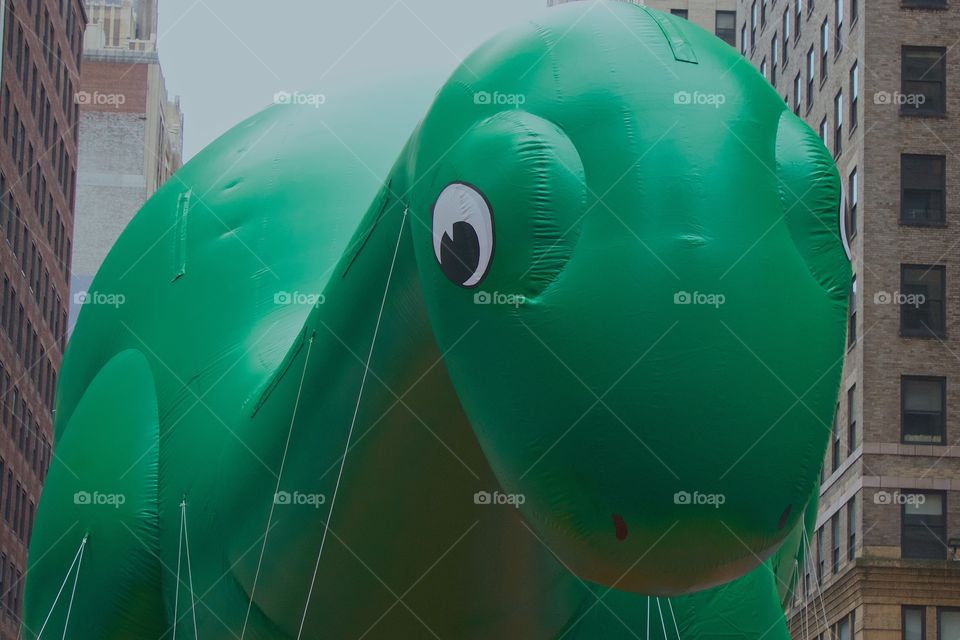 The green dinosaur, known as Dino, part of Sinclair Oil Corp's logo
