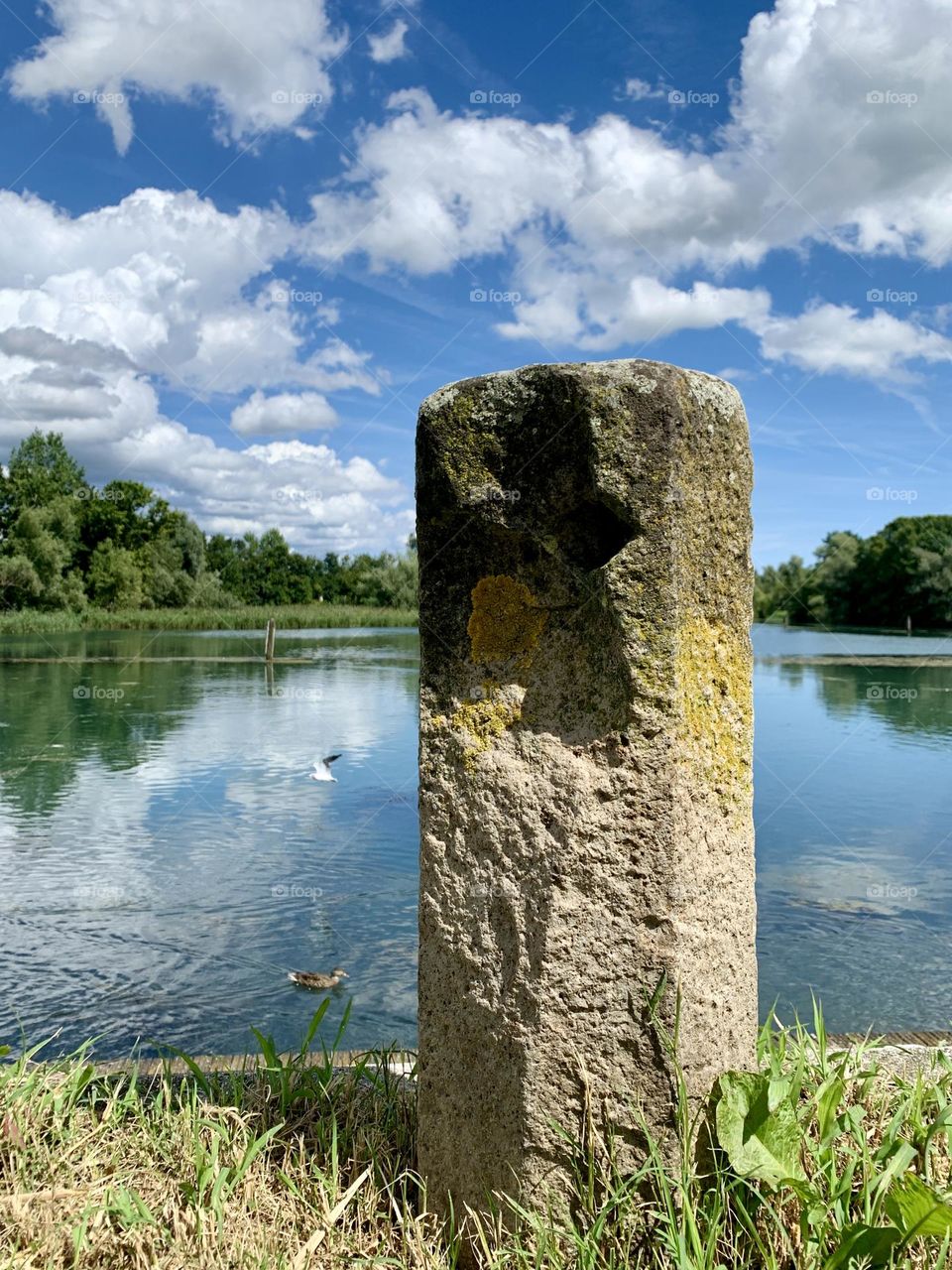 Gentle landscape of the Veneto countryside with a pier on the Sile river