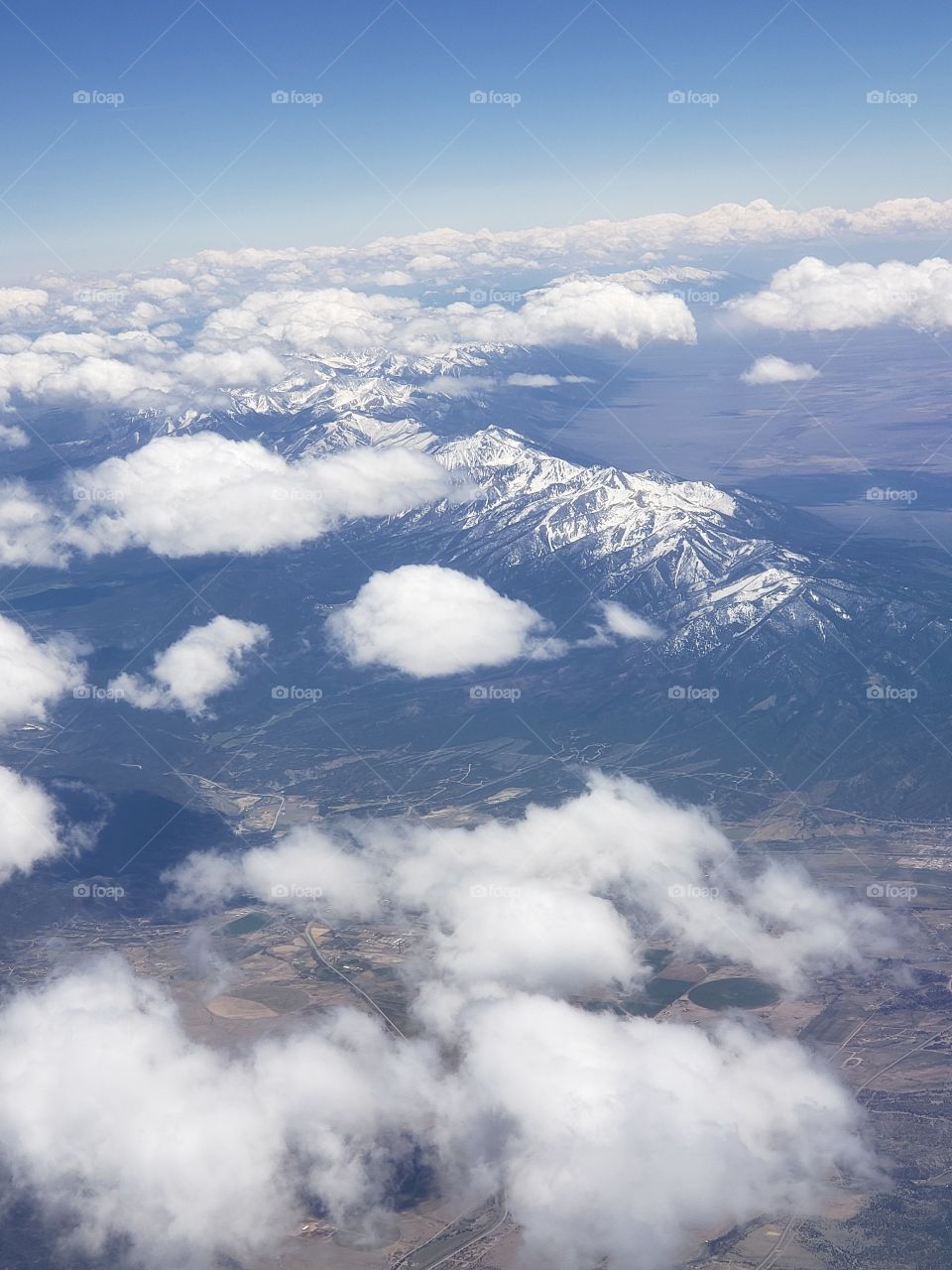 View of the Rocky Mountains from an airplane