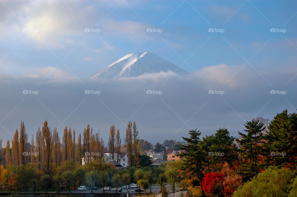 Mount Fuji in the clouds