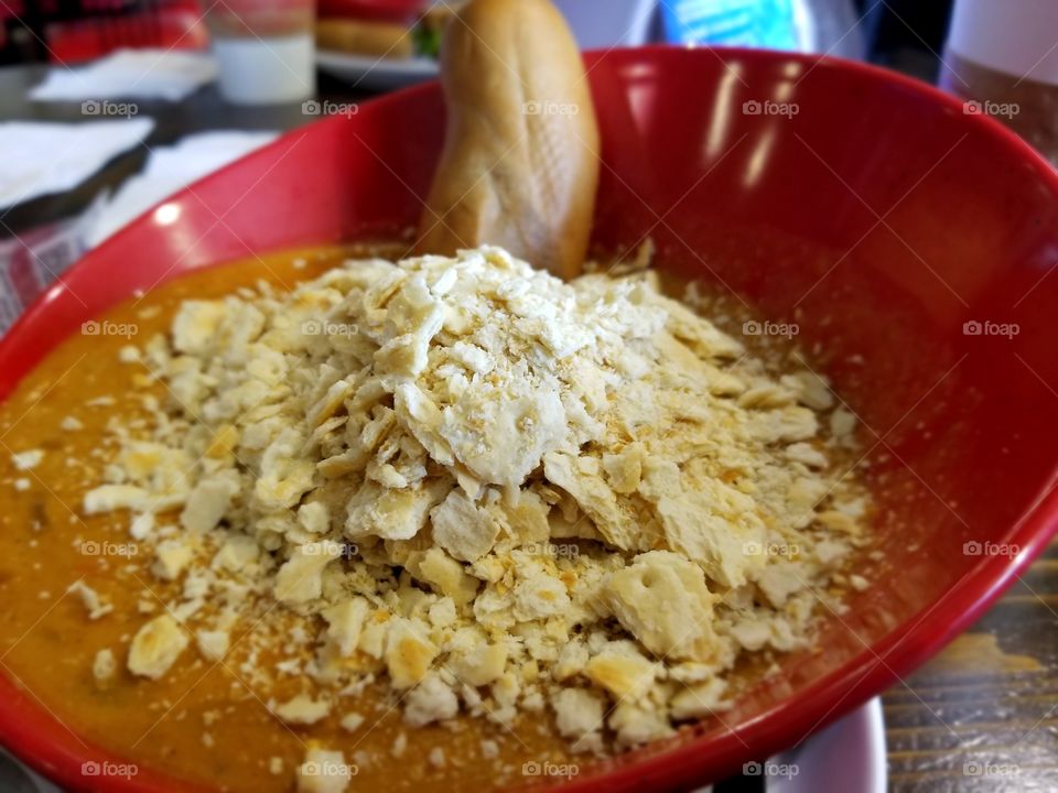 soup with crackers