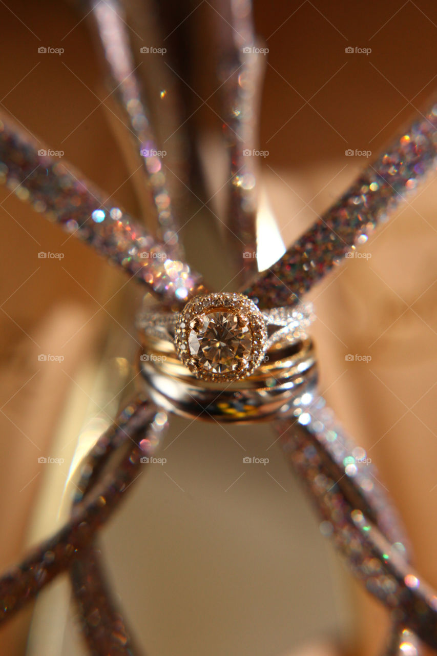 Engagement diamond ring. Detail of an engagement diamond ring