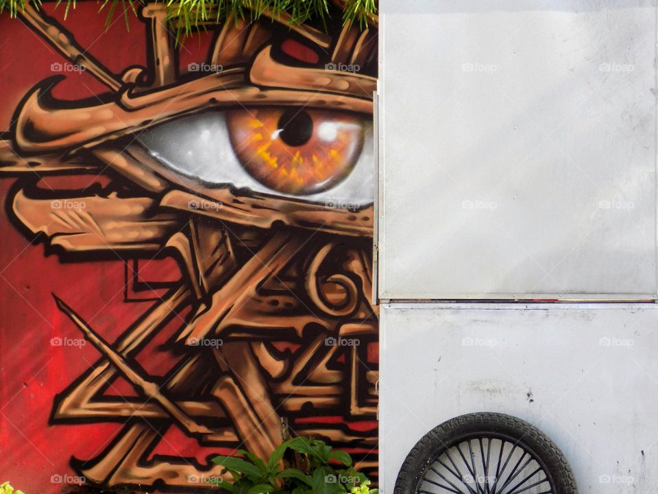 Mural behind the cart