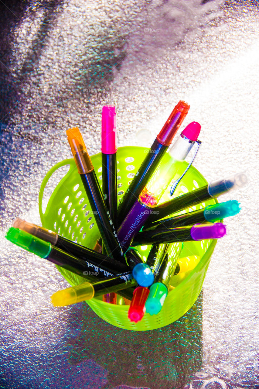 colourful pens 