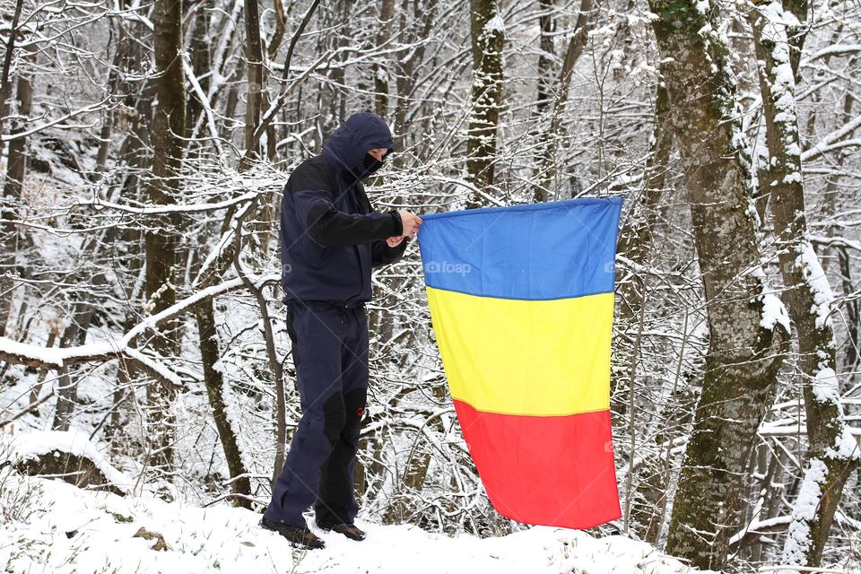 Man with Romanian flag