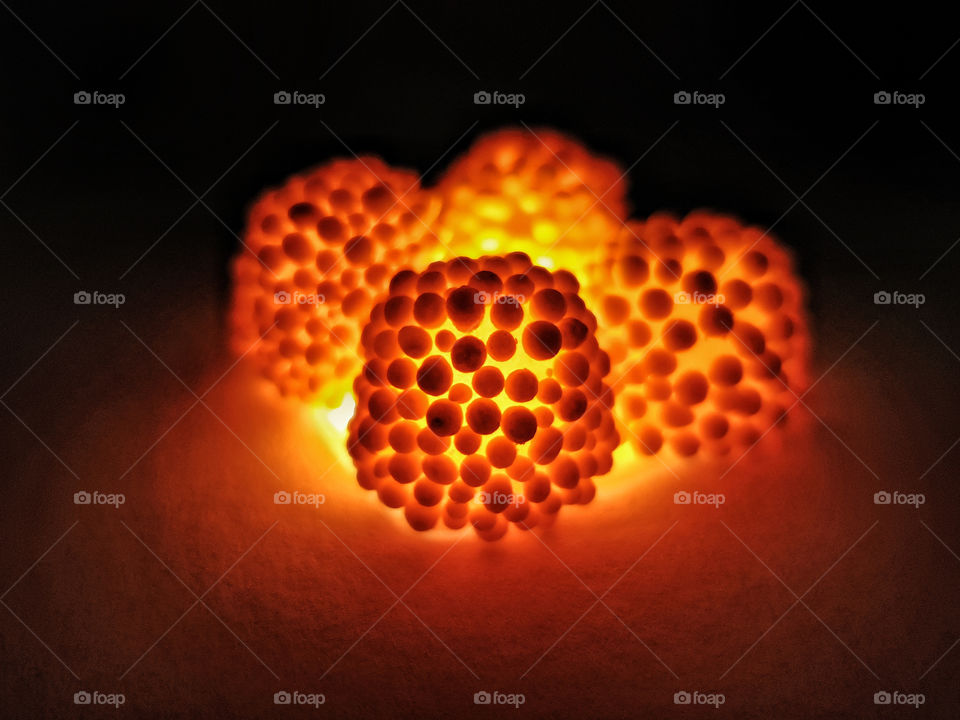 bottom lit candy giving an orange glow