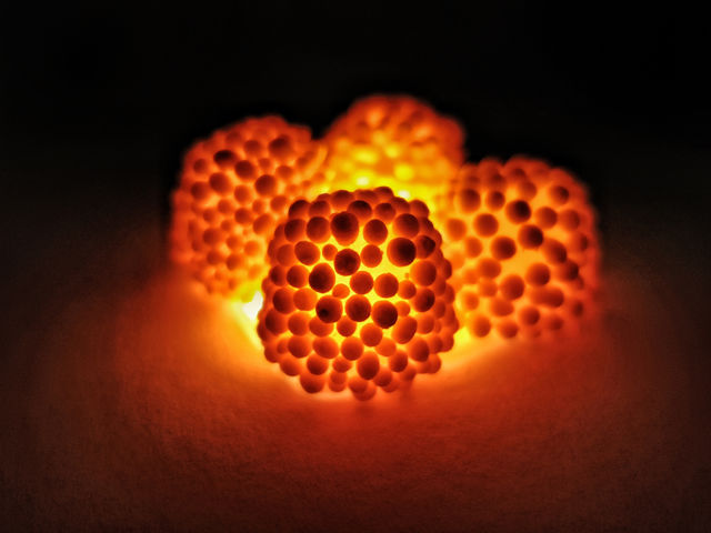 bottom lit candy giving an orange glow